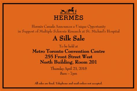 hermes charity silk sale toronto 2017|You Are Invited: Hermès Canada Charity Silk Sale in Toronto.